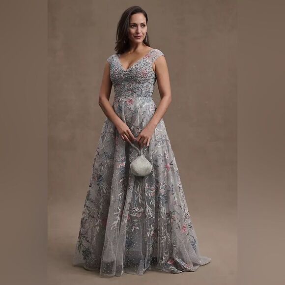 Mac Duggal 20263 - Embroidered Illusion Bodice Mother of the Bride Dress/size 14 - Picture 1 of 10